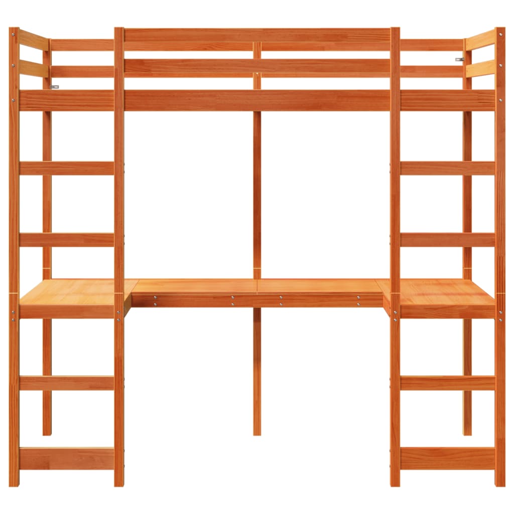 vidaXL Loft Bed Frame without Mattress Wax Brown 80x200 cm 4