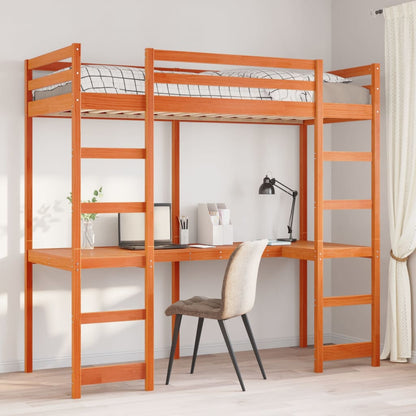 vidaXL Loft Bed Frame without Mattress Wax Brown 80x200 cm 1