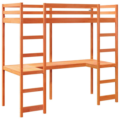 vidaXL Loft Bed Frame without Mattress Wax Brown 75x190 cm 3