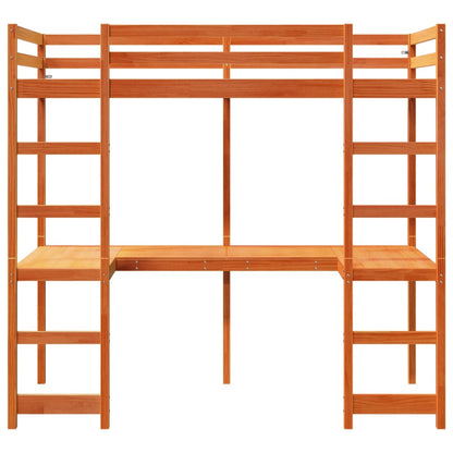 vidaXL Loft Bed Frame without Mattress Wax Brown 75x190 cm 4