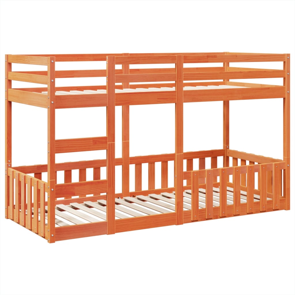 vidaXL Bunk Bed Wax Brown 80x200 cm Solid Wood Pine 2