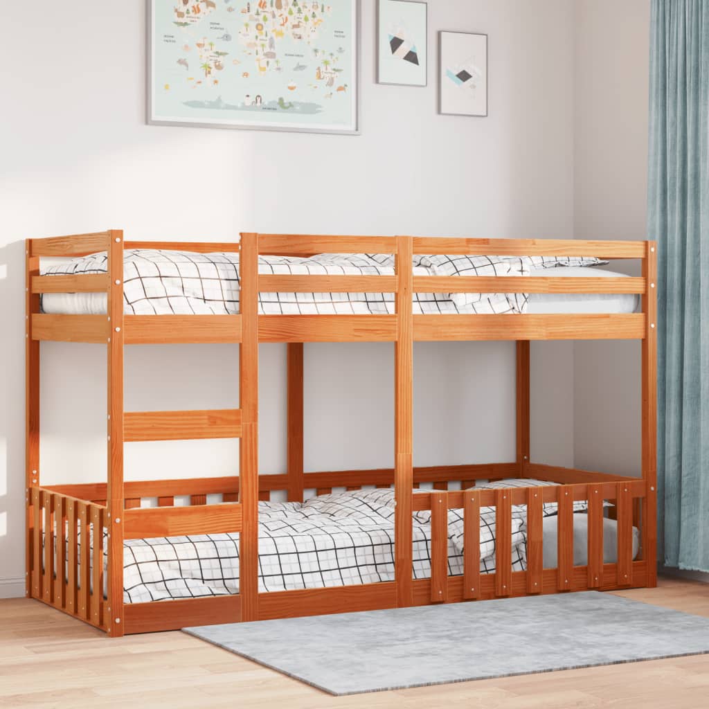 vidaXL Bunk Bed Wax Brown 80x200 cm Solid Wood Pine 3