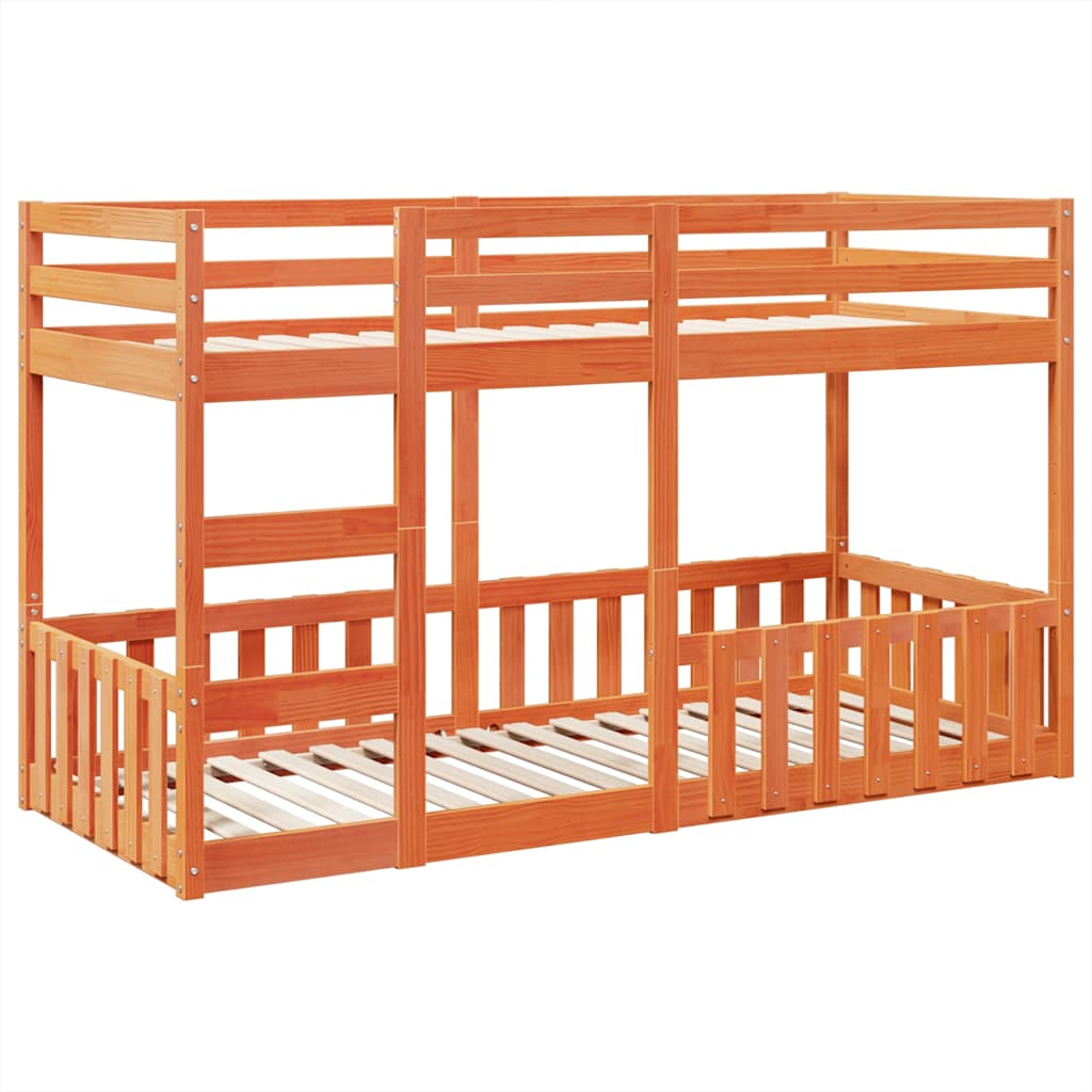 vidaXL Bunk Bed Wax Brown 90x200 cm Solid Wood Pine 2