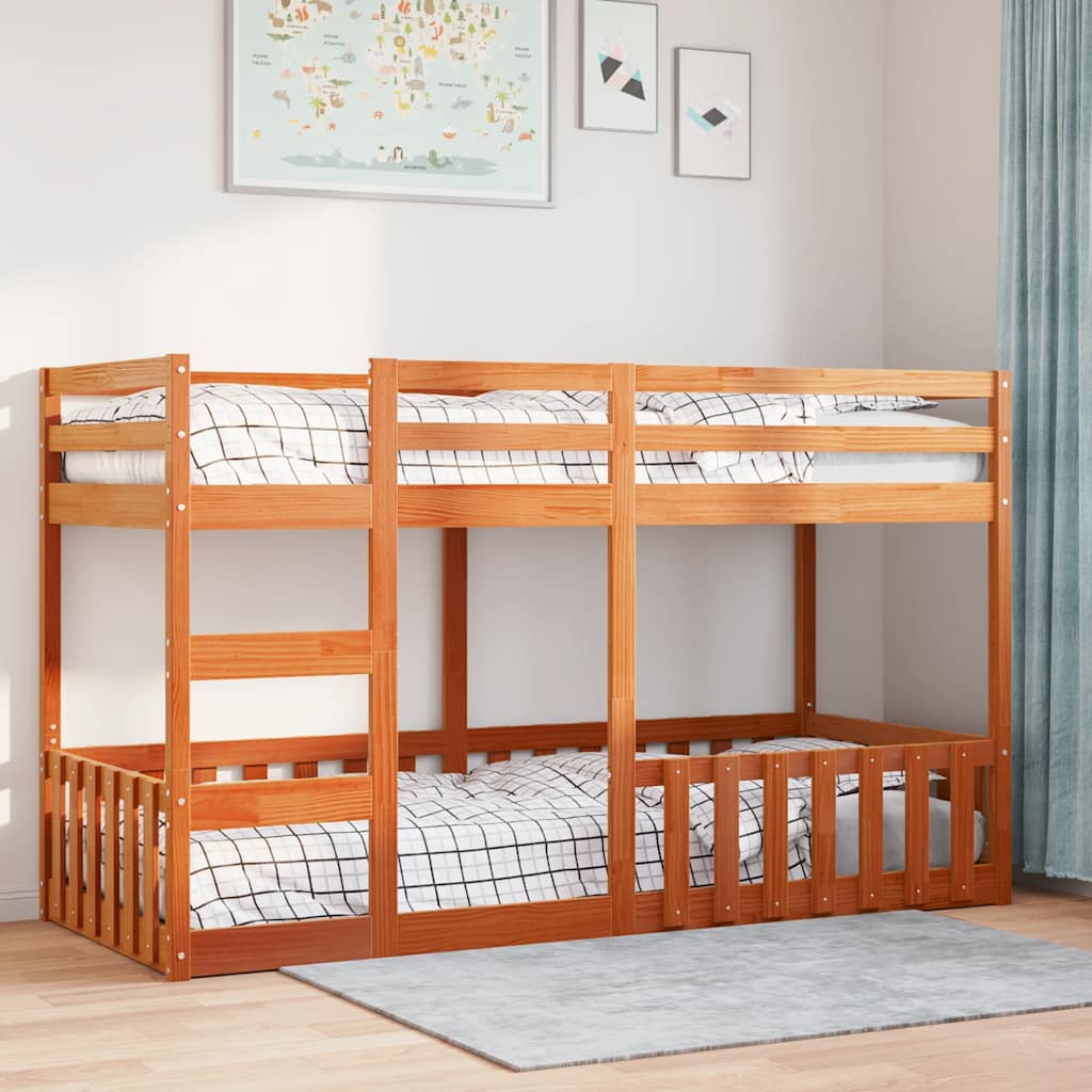 vidaXL Bunk Bed Wax Brown 90x200 cm Solid Wood Pine 3