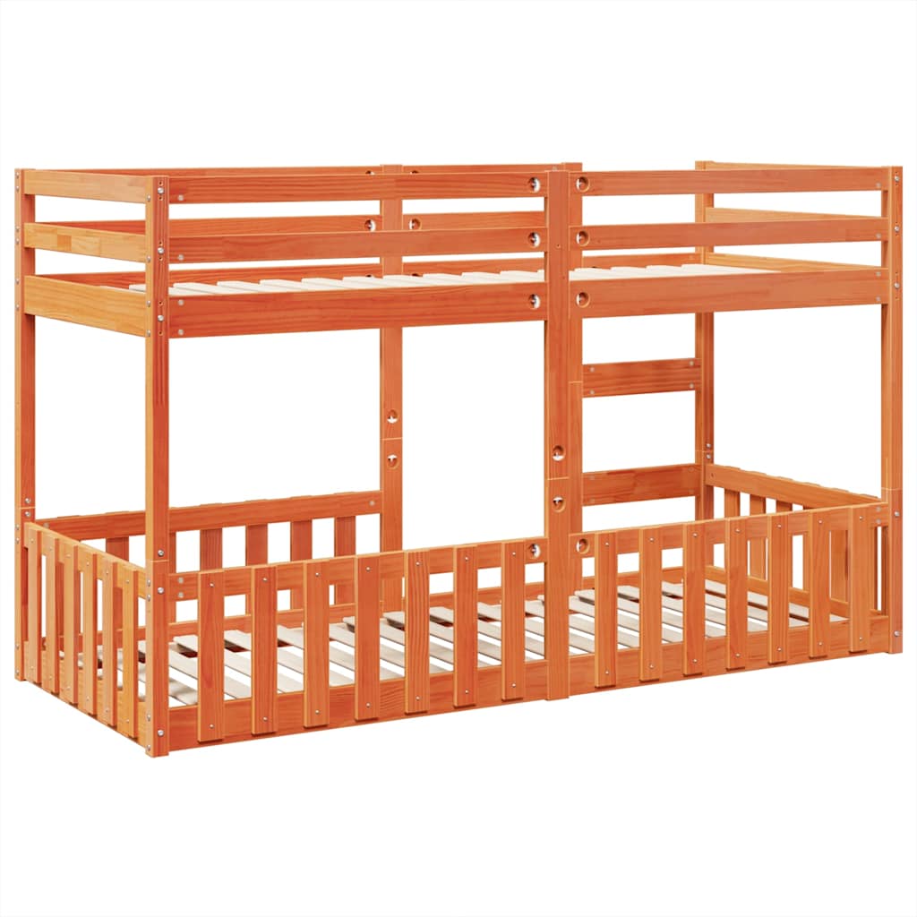 vidaXL Bunk Bed Wax Brown 90x200 cm Solid Wood Pine 5