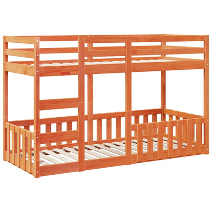 vidaXL Bunk Bed Wax Brown 75x190 cm Solid Wood Pine 2