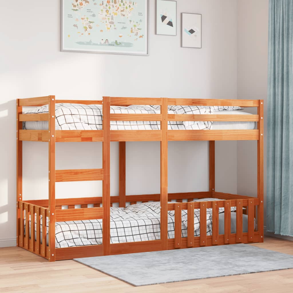 vidaXL Bunk Bed Wax Brown 75x190 cm Solid Wood Pine 3