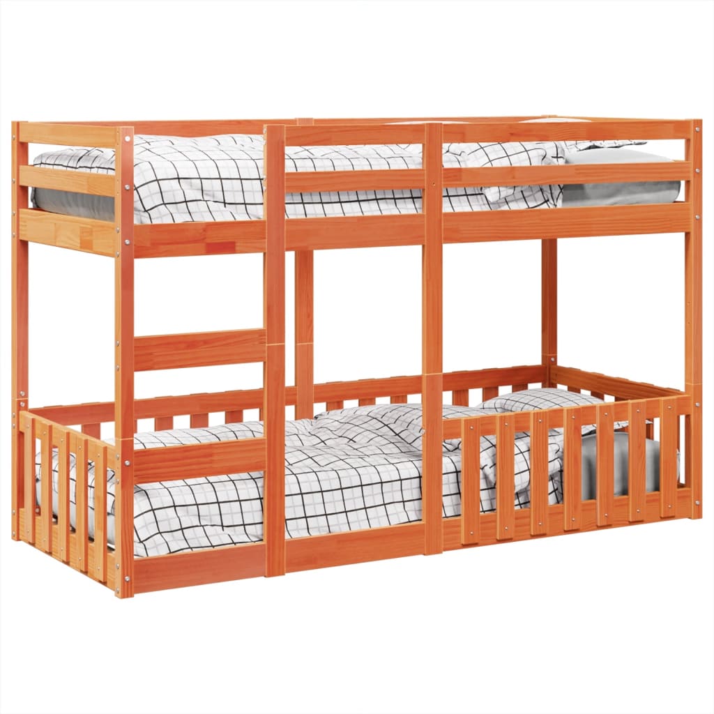 vidaXL Bunk Bed Wax Brown 75x190 cm Solid Wood Pine 4