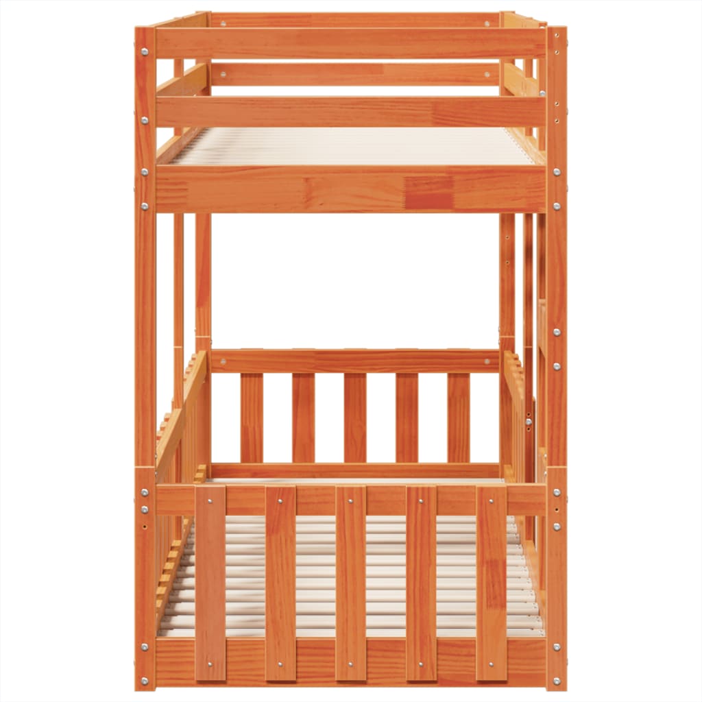 vidaXL Bunk Bed Wax Brown 75x190 cm Solid Wood Pine 6