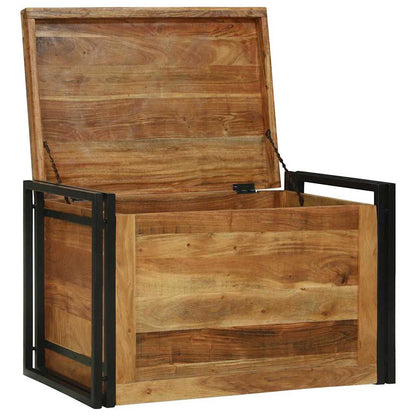 vidaXL Storage Box Brown and Black 80 x 50 x 50 cm Acacia Wood 2