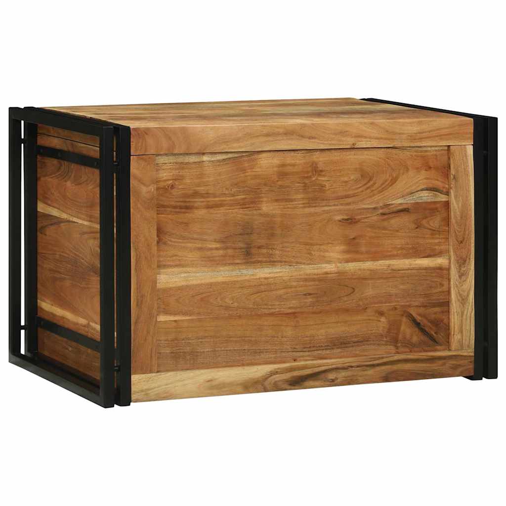 vidaXL Storage Box Brown and Black 80 x 50 x 50 cm Acacia Wood 3