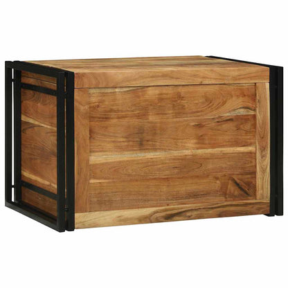 vidaXL Storage Box Brown and Black 80 x 50 x 50 cm Acacia Wood 3