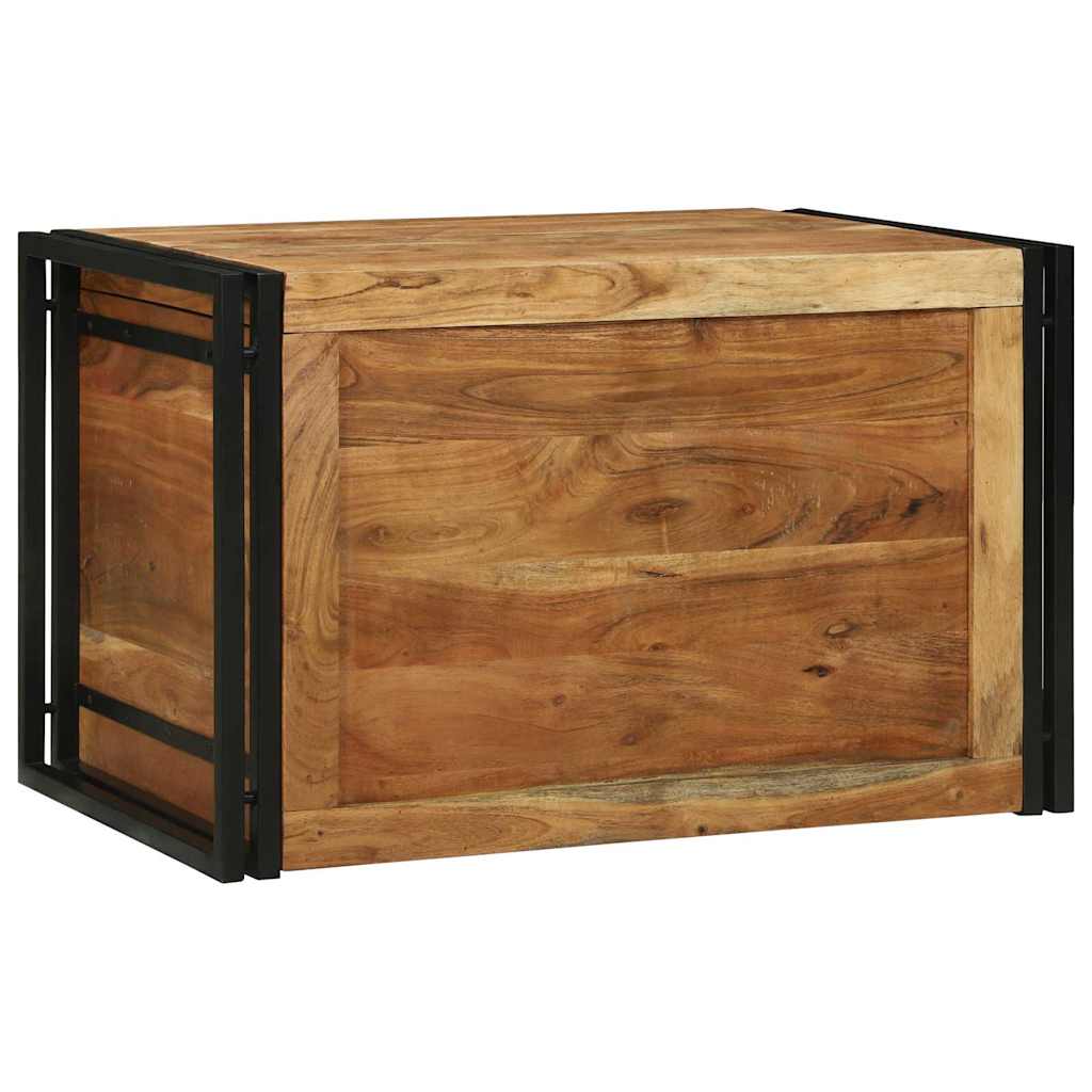 vidaXL Storage Box Brown and Black 80 x 50 x 50 cm Acacia Wood 4