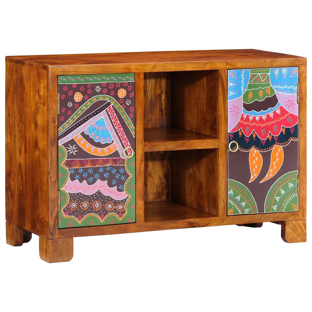 vidaXL Sideboard Multicolour 90x35x60 Solid Wood Acacia 1