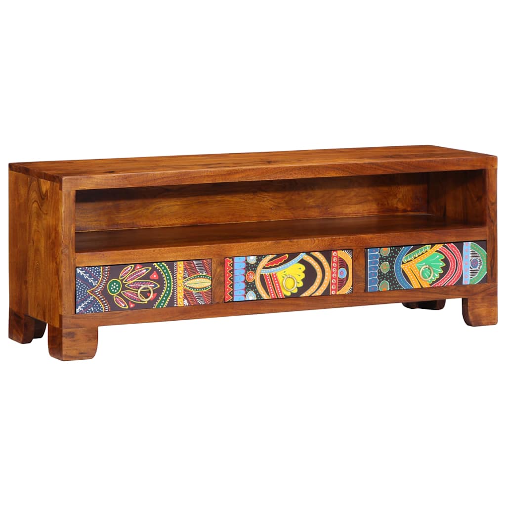 vidaXL TV Cabinet Multicolour 110x30x40 Solid Wood Acacia 1