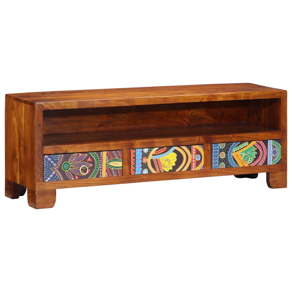 vidaXL TV Cabinet Multicolour 110x30x40 Solid Wood Acacia 2