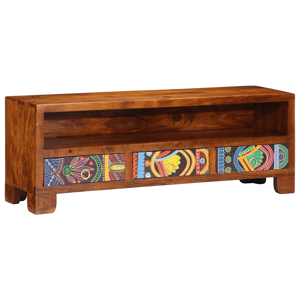 vidaXL TV Cabinet Multicolour 110x30x40 Solid Wood Acacia 3