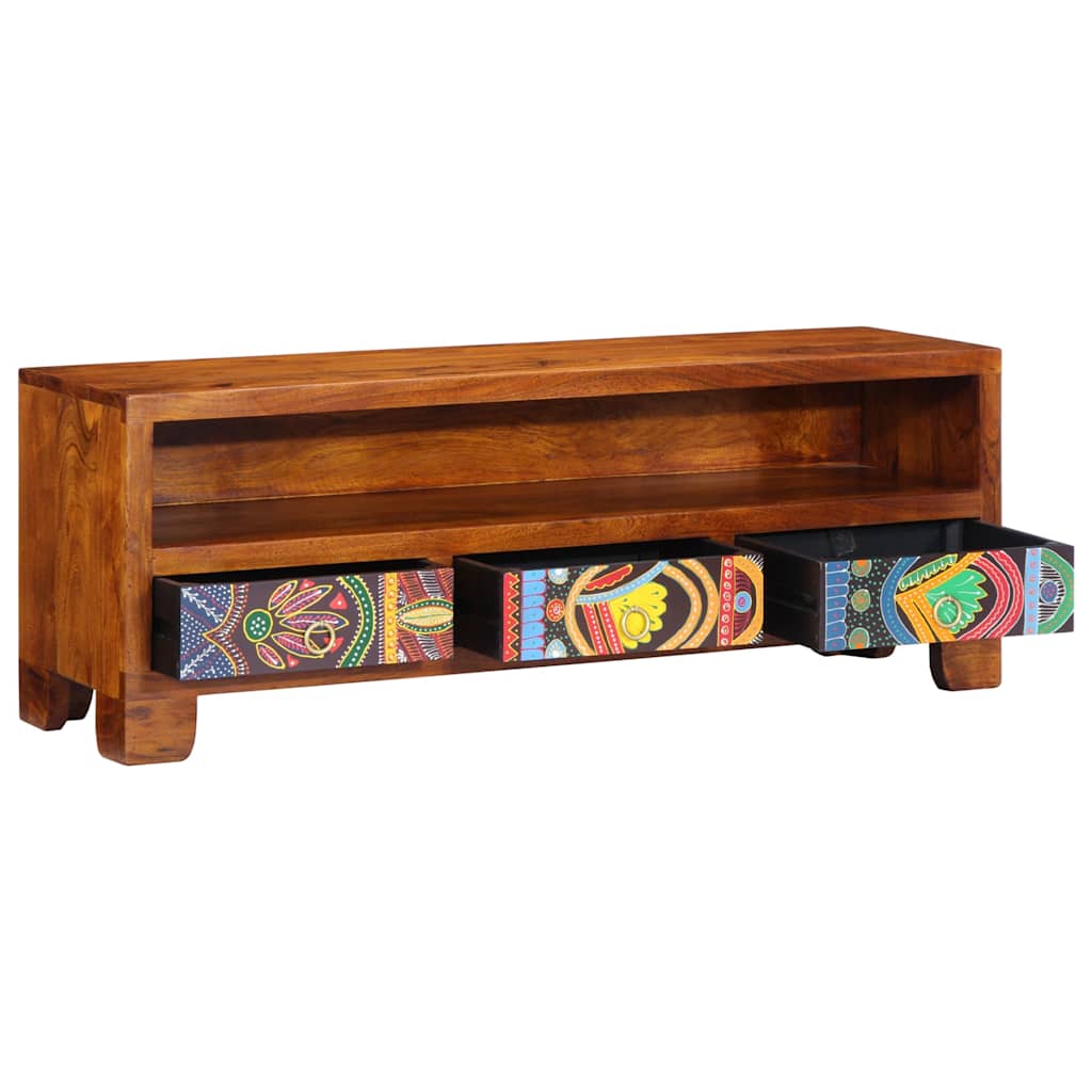 vidaXL TV Cabinet Multicolour 110x30x40 Solid Wood Acacia 4