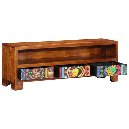 vidaXL TV Cabinet Multicolour 110x30x40 Solid Wood Acacia 4