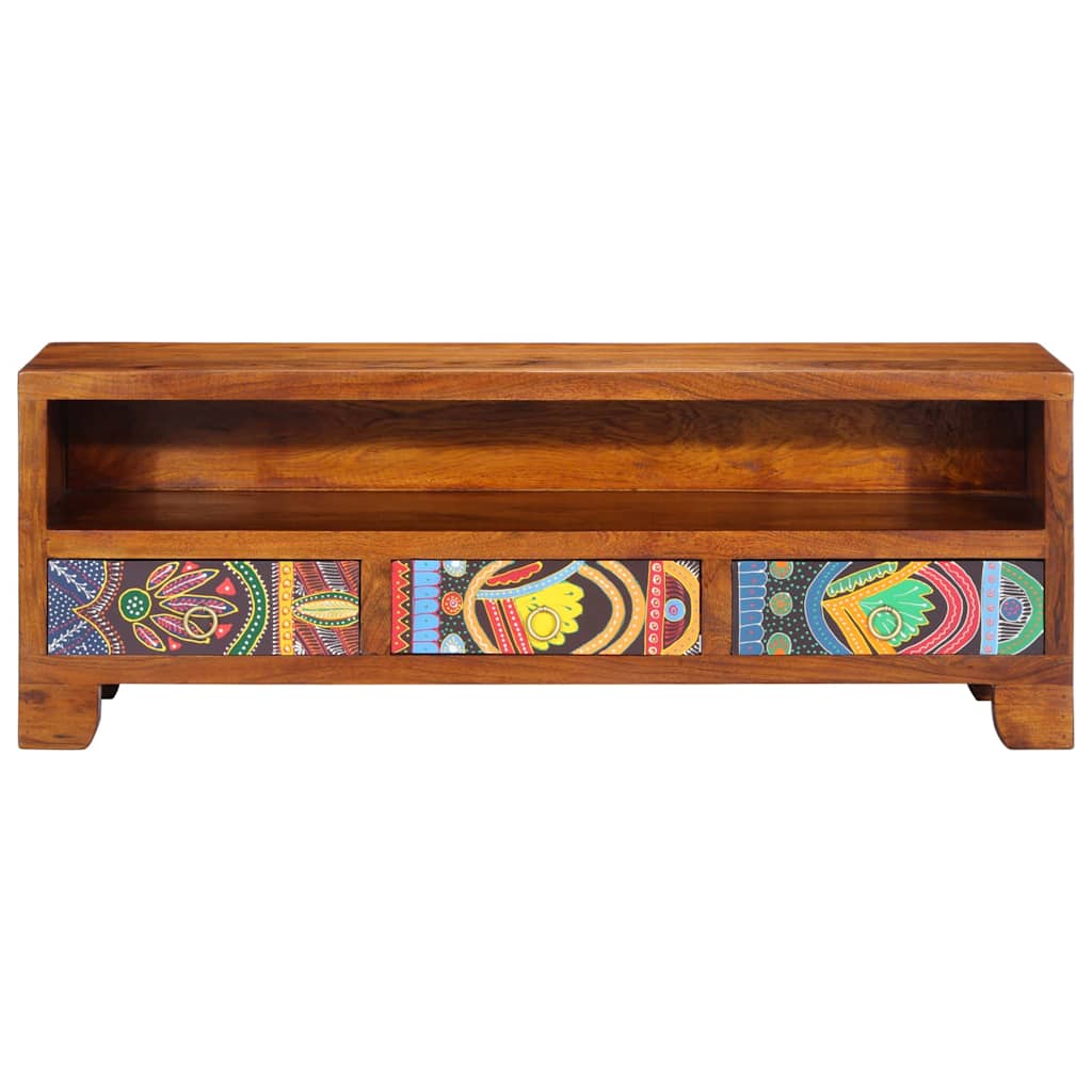 vidaXL TV Cabinet Multicolour 110x30x40 Solid Wood Acacia 5