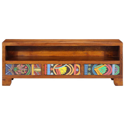 vidaXL TV Cabinet Multicolour 110x30x40 Solid Wood Acacia 5