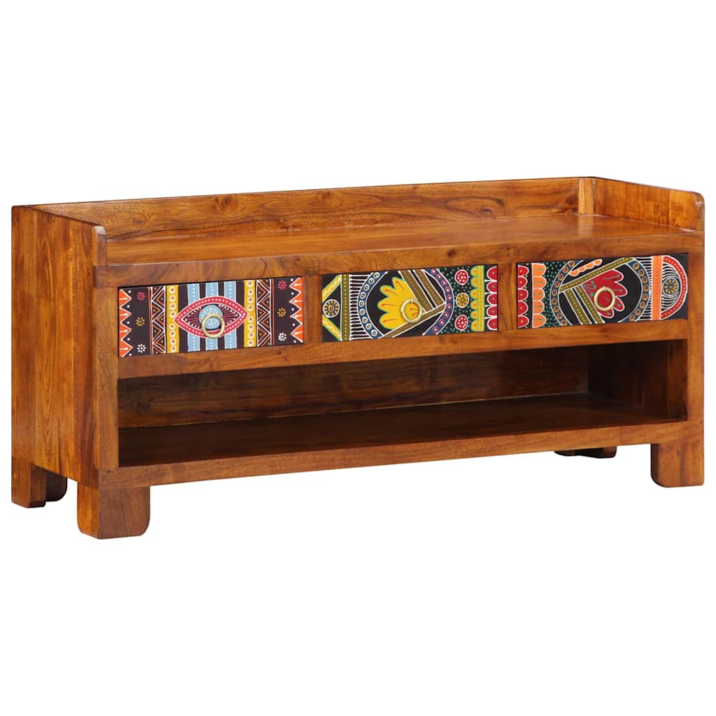vidaXL Shoe Bench Honey Brown 100 x 35 x 45 cm Acacia Solid Wood 1