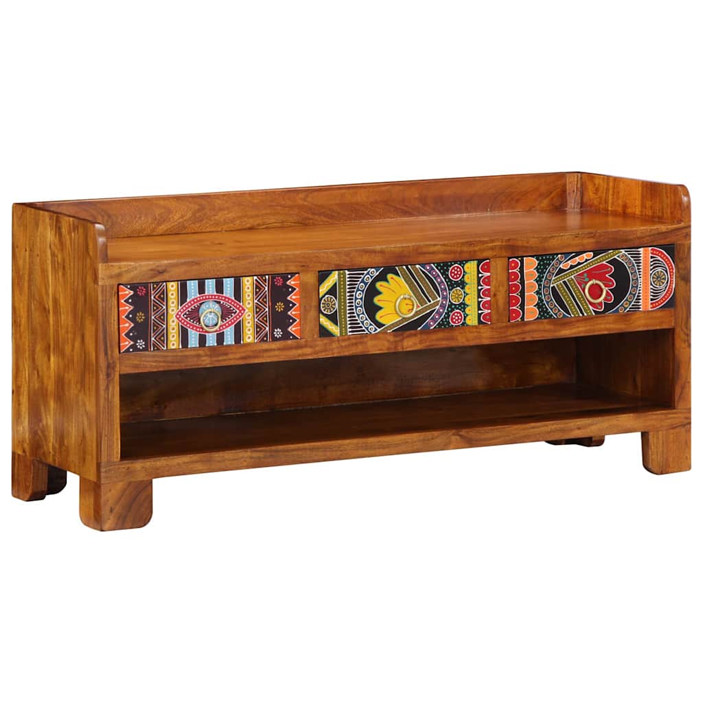 vidaXL Shoe Bench Honey Brown 100 x 35 x 45 cm Acacia Solid Wood 2