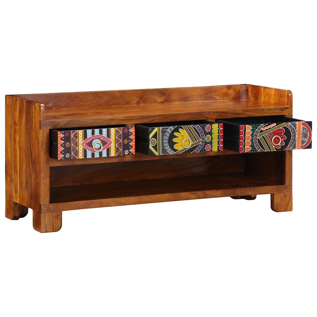 vidaXL Shoe Bench Honey Brown 100 x 35 x 45 cm Acacia Solid Wood 3