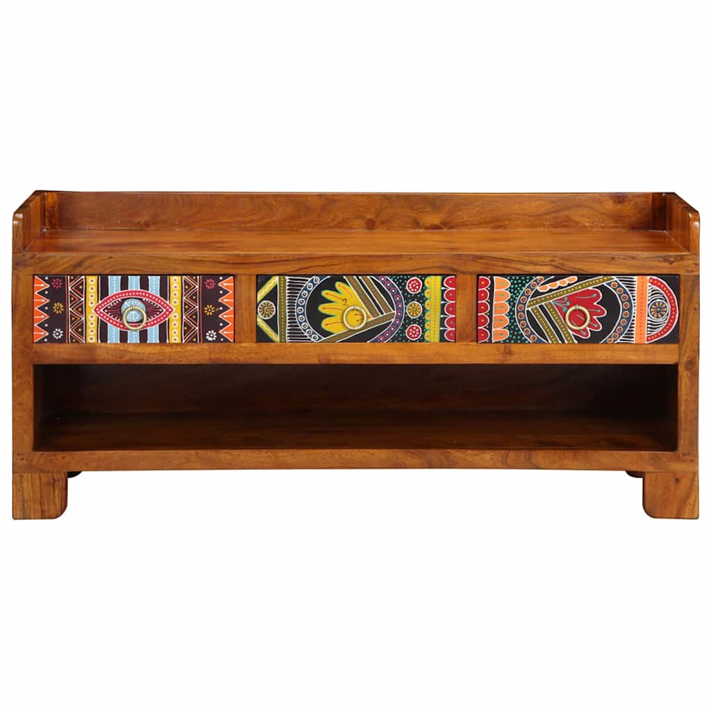 vidaXL Shoe Bench Honey Brown 100 x 35 x 45 cm Acacia Solid Wood 4