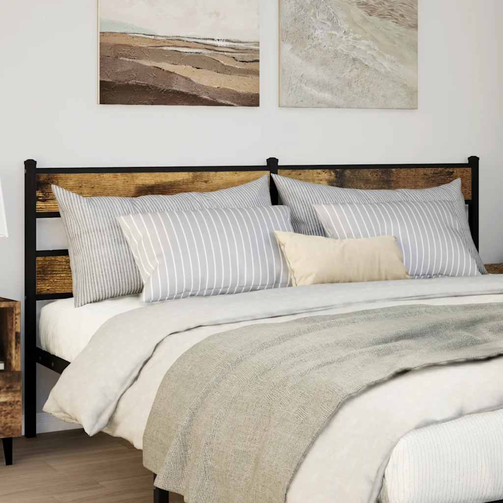 Replace Headboard Iron and Engineered Wood Smoked Oak 193 cm