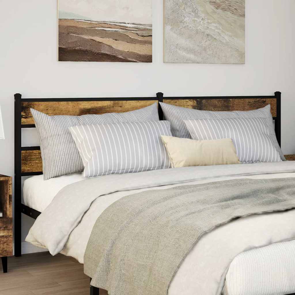 Replace Headboard Iron and Engineered Wood Smoked Oak 200 cm