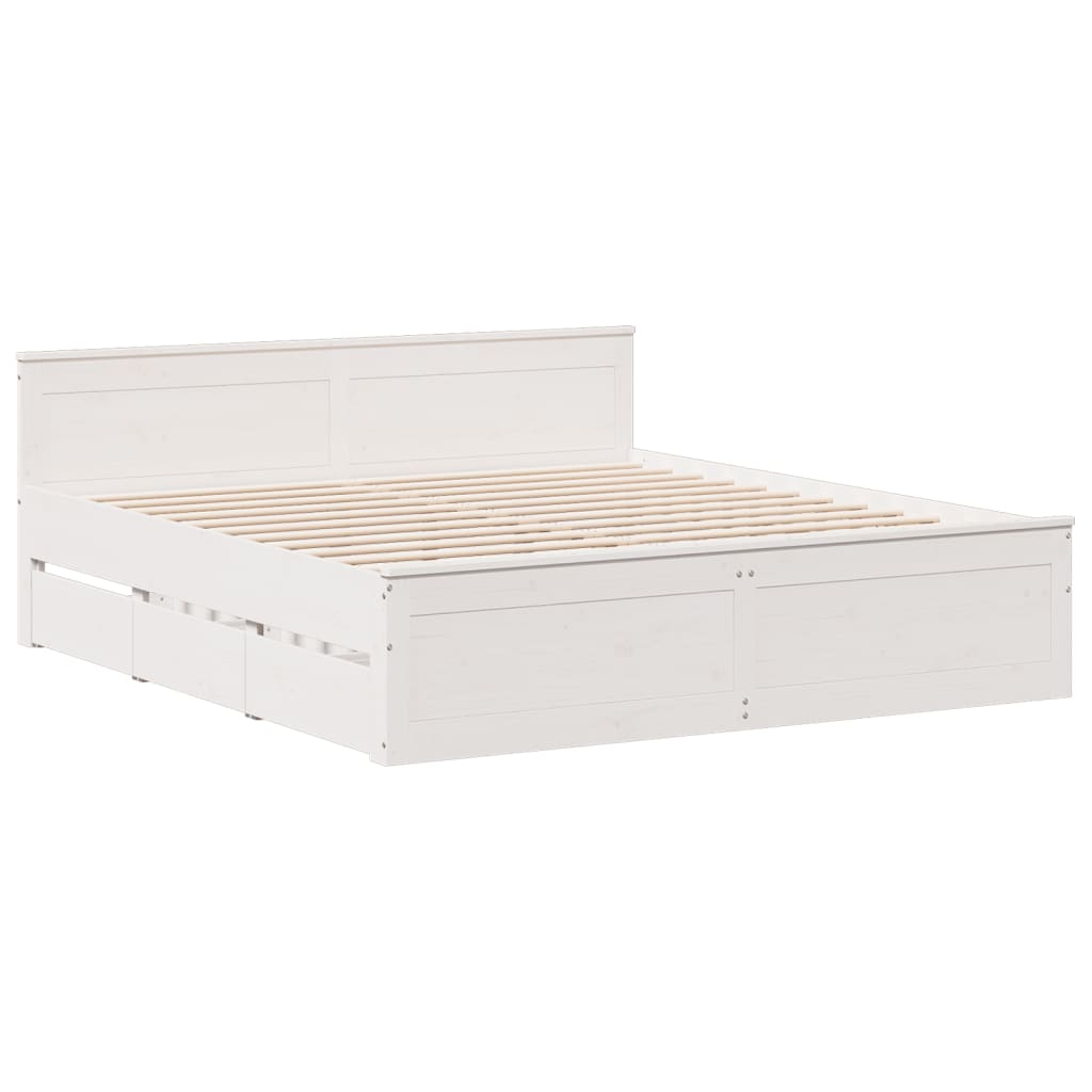 vidaXL Bed Frame without Mattress with Headboard White 200x200 cm 3