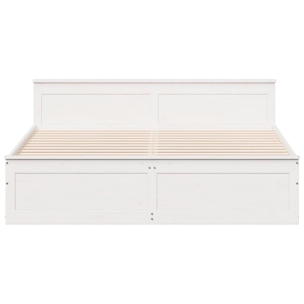 vidaXL Bed Frame without Mattress with Headboard White 200x200 cm 4