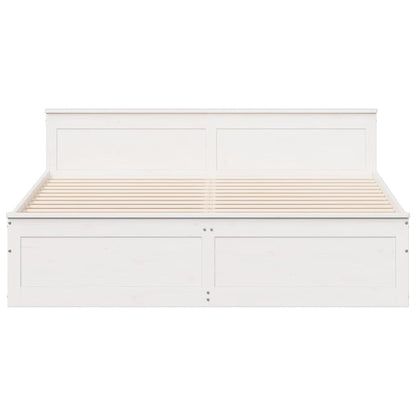 vidaXL Bed Frame without Mattress with Headboard White 200x200 cm 4
