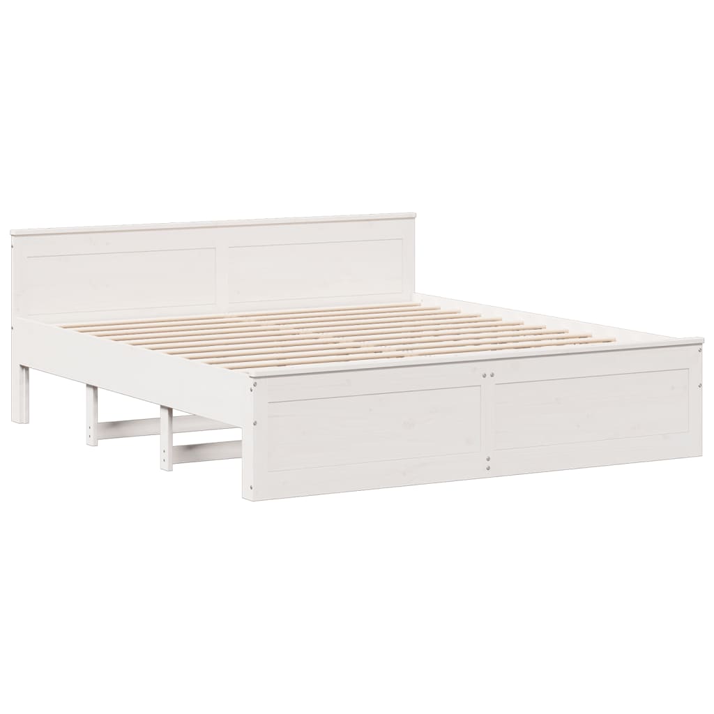 vidaXL Bed Frame without Mattress with Headboard White 200x200 cm 5