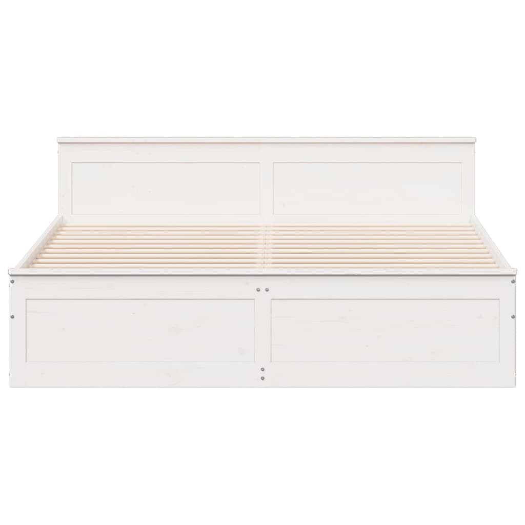 vidaXL Bed Frame without Mattress with Headboard White 180x200 cm 4