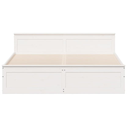 vidaXL Bed Frame without Mattress with Headboard White 180x200 cm 4