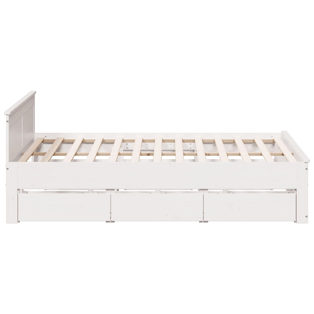 vidaXL Bed Frame without Mattress with Headboard White 180x200 cm 5