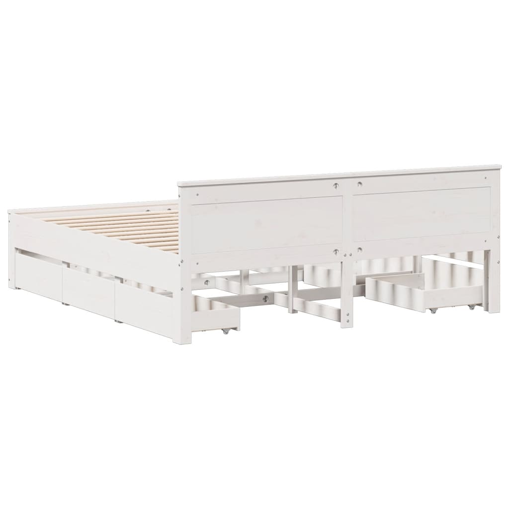 vidaXL Bed Frame without Mattress with Headboard White 180x200 cm 6