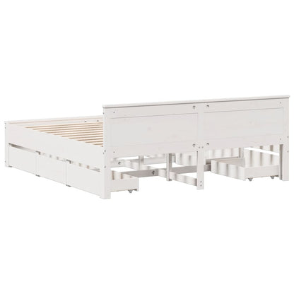 vidaXL Bed Frame without Mattress with Headboard White 180x200 cm 6