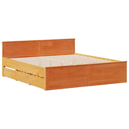 vidaXL Bed Frame without Mattress with Headboard Wax Brown 180x200 cm 3