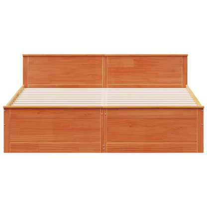 vidaXL Bed Frame without Mattress with Headboard Wax Brown 180x200 cm 4