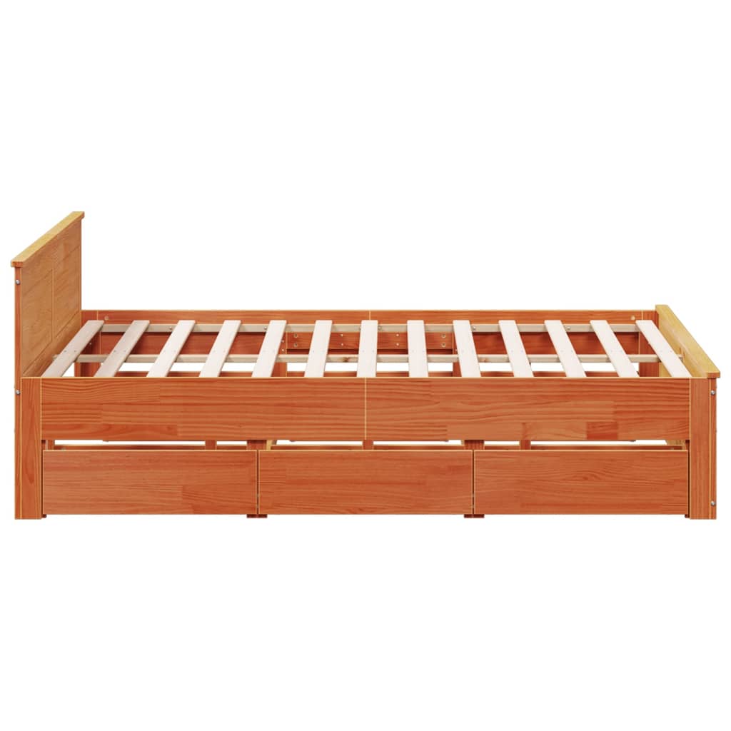 vidaXL Bed Frame without Mattress with Headboard Wax Brown 180x200 cm 5