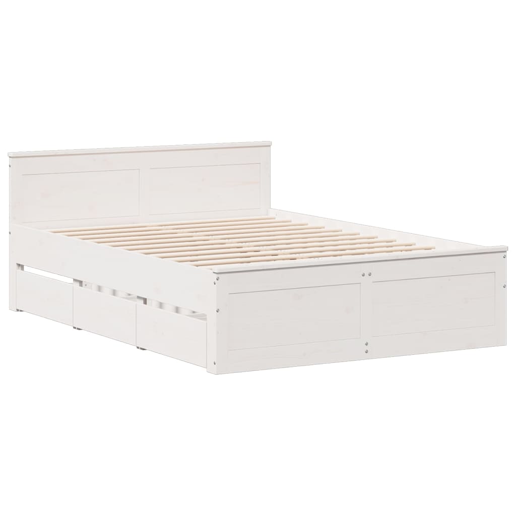 vidaXL Bed Frame without Mattress with Headboard White 150x200 cm 3