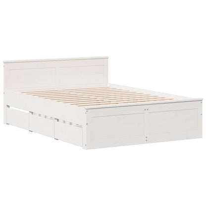 vidaXL Bed Frame without Mattress with Headboard White 150x200 cm 3