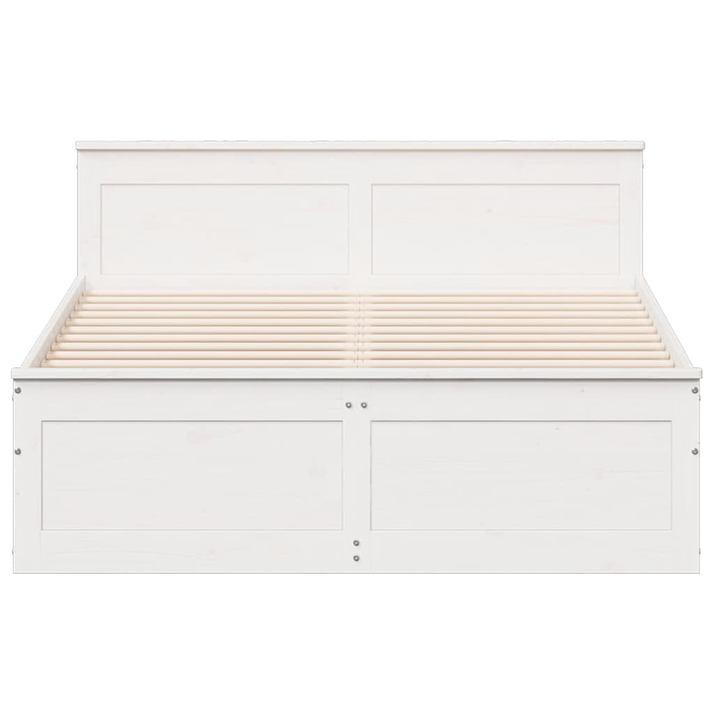 vidaXL Bed Frame without Mattress with Headboard White 150x200 cm 4