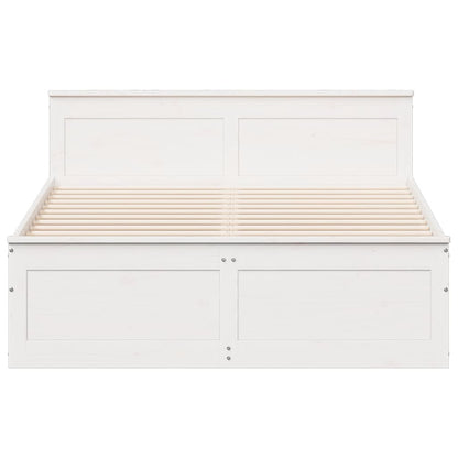 vidaXL Bed Frame without Mattress with Headboard White 150x200 cm 4