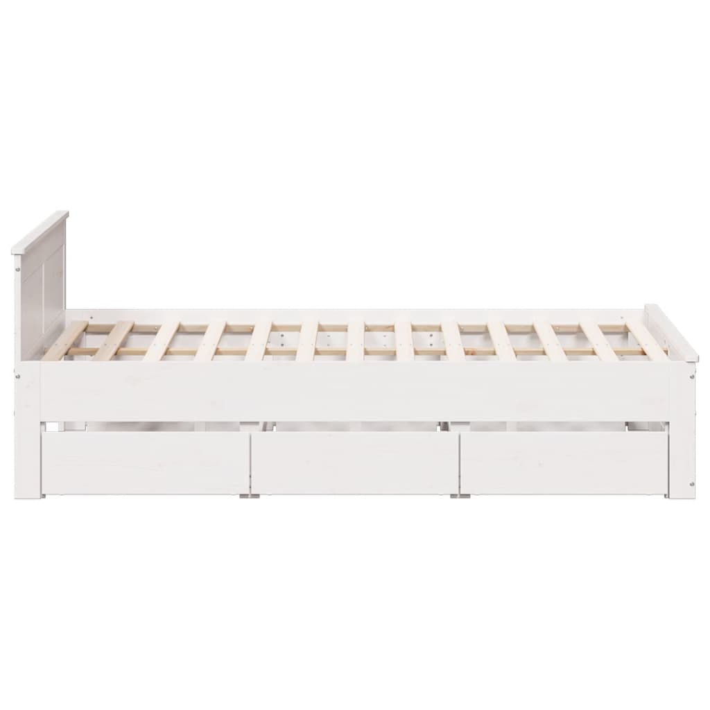 vidaXL Bed Frame without Mattress with Headboard White 150x200 cm 5