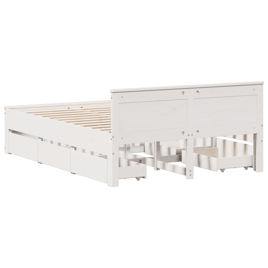 vidaXL Bed Frame without Mattress with Headboard White 150x200 cm 6