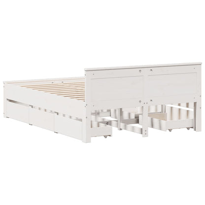 vidaXL Bed Frame without Mattress with Headboard White 150x200 cm 6